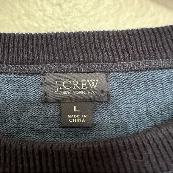 J. Crew Sweater Men's Large Navy Cotton Crewneck Classic Long Sleeves - Picture 3 of 6